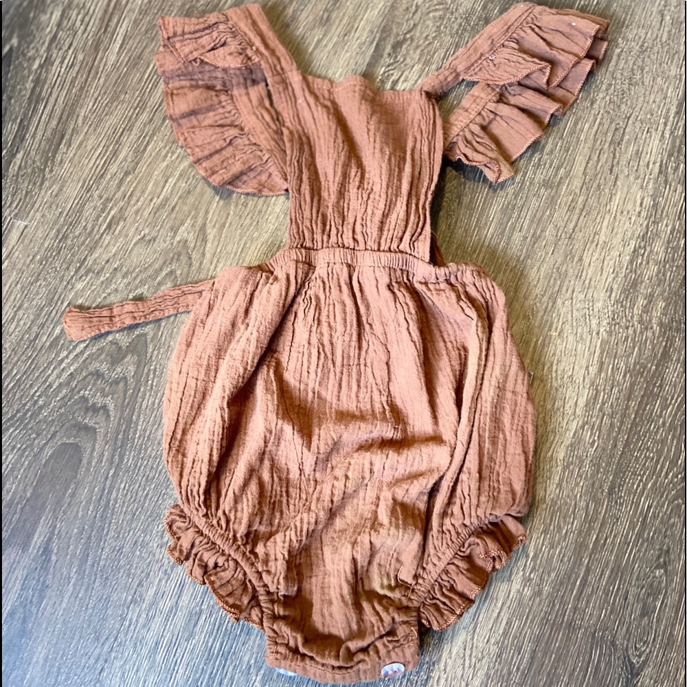 Brown Ruffles Romper Outfit
